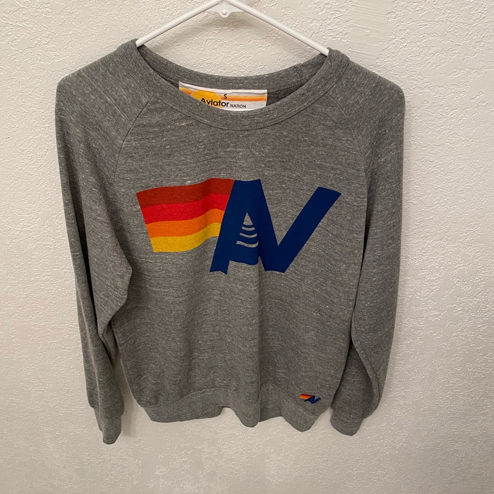 Aviator Nation crew neck sweatshirt. Grey. Size small.